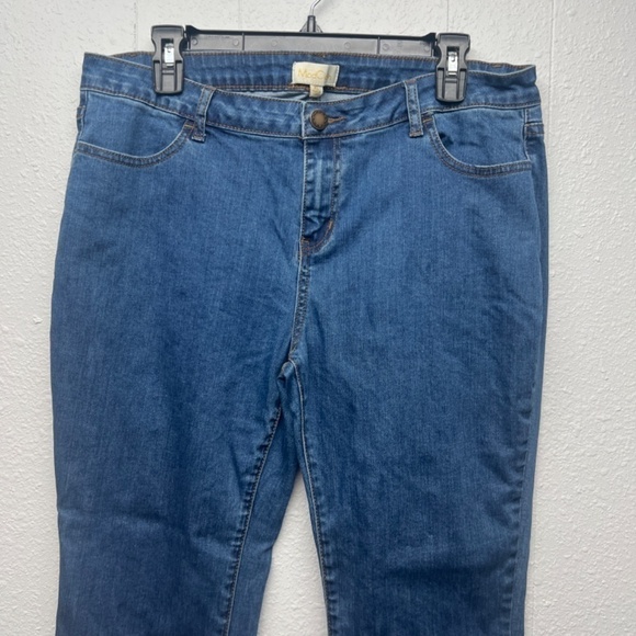 ModCloth Dark Wash Ankle Length High Rise Stretch Jeans Womens Sz XL Bow Accent - Picture 2 of 12